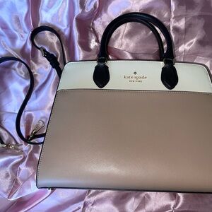 Kate Spade Black and Cream Shoulder Bag with Tan Accents